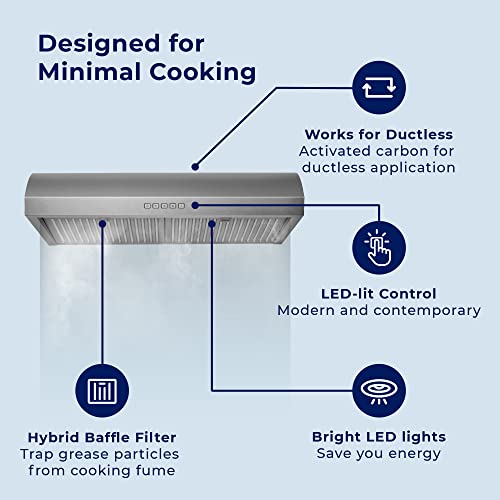 Hauslane | Chef Series B018 30" Under Cabinet Range Hood | Stainless Steel Design | Convertible #TOP1