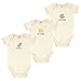 Touched by Nature Baby Organic Short Sleeved Bodysuit 3 Pack, Peanut, 0-3 Months