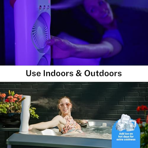 Image of VoiDrop Double Ended Spray Air Cooler Fan USB Rechargeable 3 Speed Portable Mini AC Cooler with Water Mist, LED Light & Remote Control, Personal Table Cooling Fan for Home Office Travel, Thandi Hawa