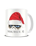 Funky NE Ltd Keramik-Kaffeetasse mit Aufschrift Dashing Through The No - Grumpy Cat - Weihnacht, tolle Geschenkidee