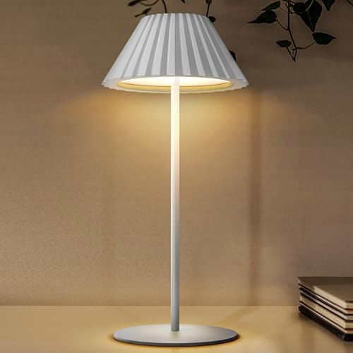 RWWR 2 Stück Tischlampe kabellos LED Akku Nachttischlampe Mini Kleine 8 Farben USB-C aufladbar Tischleuchte Outdoor Indoor – IP44 Wetterfest, 8-10h Akkulaufzeit, Höhenanpassung (Milchweiß)