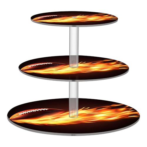 PYBUG American Football 3 Tier Acrylic Cupcake Stands Tower,Dessert Table Display Set for Tea Party,Wedding,Birthday, Baby Shower
