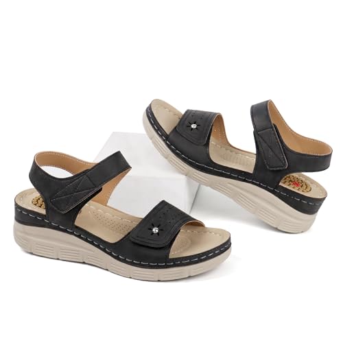Image of JABASIC Women Comfortable Sandals Orthotic Walking Sandals Orthopedic Arch Support Sandals