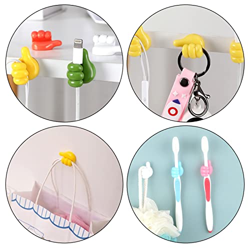 CAINCAY Daumen Wandhaken 16 Stück Wasserdichte Daumen Wandhaken, Selbstklebende Silikon Daumenhaken Kabel Clip Key Haken Wandaufhänger für Küche Bad Toilette