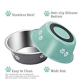 Hundenapf Edelstahl 2 Stück, 860 ml Metall Rutschfester Futternapf Hund mit Silikonboden, Wassernapf Fressnapf Napf mit Reisenapf Hund für Mittlere und Kleine Hunde