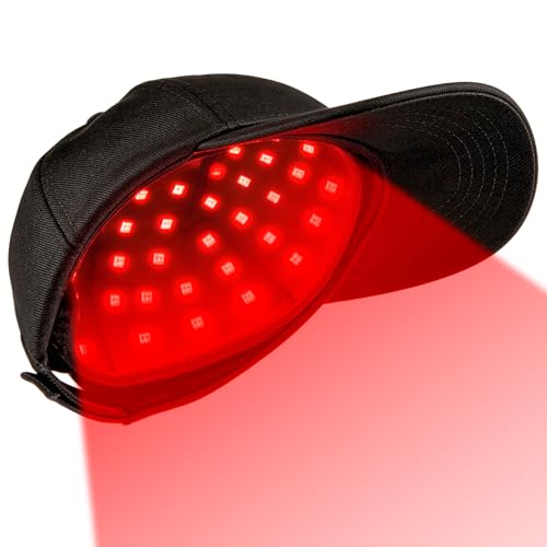 Rotlicht Haarwachstumskappe 660nm+850nm Rotlicht Haare Haarwuchskappe Einstellbare Größe 7 Modi Abnehmbarem Rotlicht Panel Hair Growth Cap für Männer/Frauen