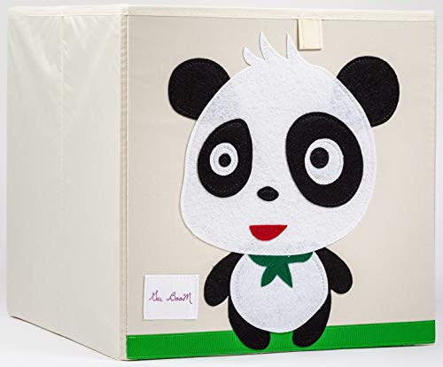 Gai BooM - Contenitore Giochi Bambini - Cesta Portagiochi Pieghevole - Due Varianti - Aperto o Sacco e Maniglie - Per Organizzare la Camera Dei Bambini e Riporre Giochi o Vestiti (33x33x33 Panda)
