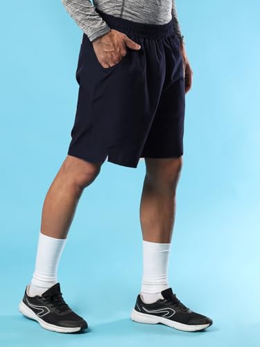 Image of CHKOKKO Men Shorts for Gym Sports or Running | Dry-Fit Fabric Single Layered Active Summer Workout Wear Knee Length Regular Fit | Elastic Waist with Front and Back Pockets