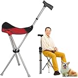 [starrycoo]ステッキチェア 椅子つき杖 耐荷重150kg 軽量 折りたたみ椅子 高さ調整可能 多機能 歩行補助杖 椅子 3本脚設計 折り畳み杖 安定性 コンパクト収納 高齢者 障がい者対応 福祉用具 スポーツ観戦 旅行 登山 介護用品 アウトドア