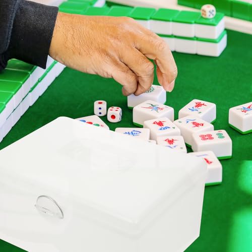 Caja de almacenamiento de plástico para mahjong con asa y cerradura miniatura 6