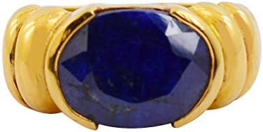 Skyjewels 8.50 Ratti Oval Cut Blue Sapphire (Neelam) Panchdhatu Ring
