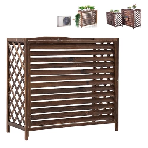 GFHOOZ Cubierta de Aire Acondicionado Exterior, Protector de Bomba de Calor de Madera, Valla Decorativa para Ocultar contenedores de Basura y mampara de Almacenamiento de jardín