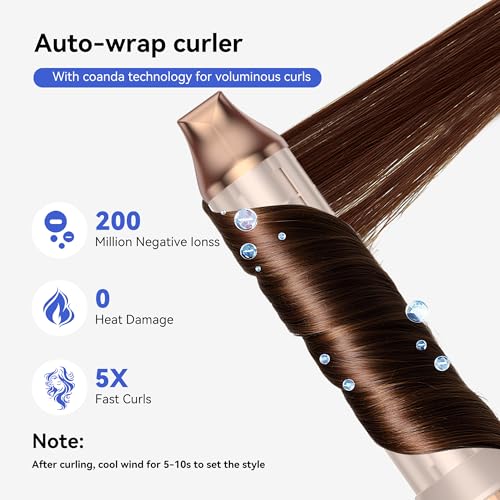 6-in-1 Hair Dryer Brush, 110,000 RPM High-Speed Hair Dryer Fast Drying,Upgraded Air Styler with Auto Wrap Curlers,Blow Dryer Brush for Straightening, Smoothing,Volumizing, No Heat Damage - Image 4