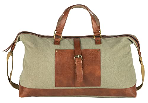 Mona B | Upcycled Recycled | Vegan Trims | Duffle bags with RFID Blocking(Wanderer Up-Cycled Canvas Duffle Bag, MC-1002)