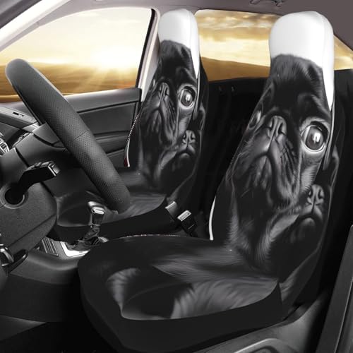 Housse de siège voiture carlin noir : lot de 2 protections universelles