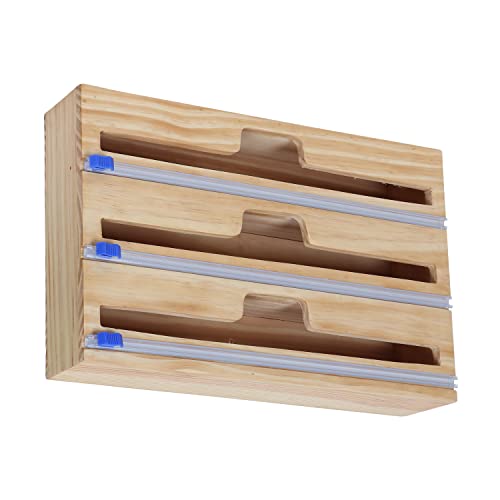 Lavaux designs Folien- und Kunststoff-Folien-Organizer, 3-in-1-Kunststoff-Folienspender mit Schneider | Aluminiumfolie, Zinnfolie, Pergamentpapier, Kunststofffolienspender für Küchenorganisation Cover