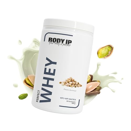 BODY IP Perfect Whey Protein Pulver | Pistazie | Eiweißpulver für Protein Shake & Muskelaufbau | hoher BCAA Anteil | 30 Portionen | Whey Isolat & Konzentrat | hoher Eiweißgehalt | 900g