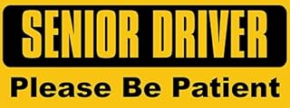Senior Driver Please Be Patient Bumper Sticker, Safety Driving Vinyl, Caution Driving Decal for Cars, Trucks, Laptops, and Water Bottles, Made in The USA (2.3 x 6 inch)