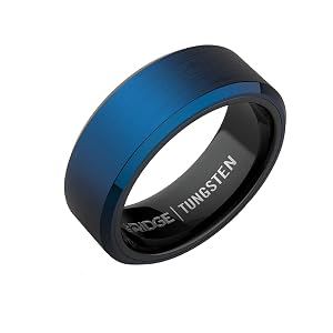 The Ridge Tungsten Rings For Men – Mens Wedding Band – Strong, Durable, and Scratch-Resistant Beveled Ring With Silicone Band