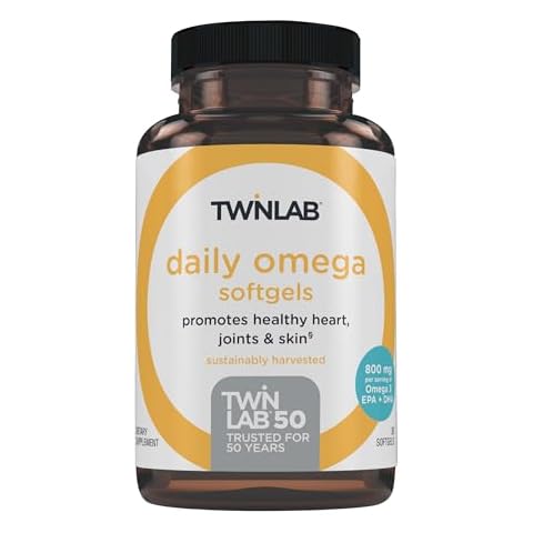 Twinlab Daily Omega Softgels - Joint Health and Brain Health Fish Oil Supplements - 800 mg, 30 Softgels Cover
