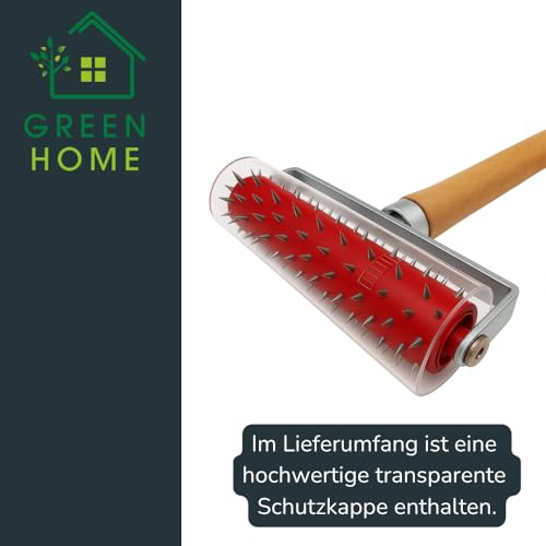 Green Home Tapetenigel Stachelwalze 150×500 mm | Nagelroller zum Tapeten Entfernen inkl. Tapetenschaber & 10 Ersatzklingen | Stachelroller Perforierwalze Renovierung Werkzeug