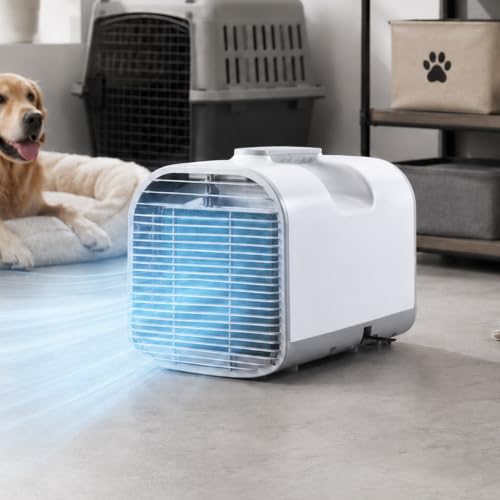 Image of pealiritansemen Portable Air Conditioning Unit 4777 BTU, 4-in-1 Air Con with Cooling, Fan, Dehumidifying and Sleep Mode, AC/DC Ready for Camping Tent, Campervan, Caravan and Bedroom