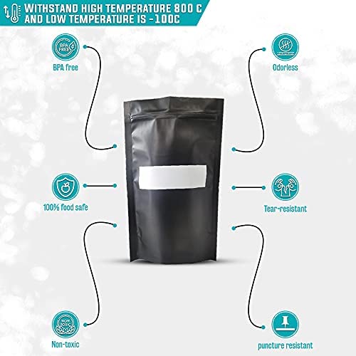 Jki Enterprises 50 Mylar Bags For Food Storage Quart Size Extra Thick Smell Proof Bag For Packaging Products And Vacuum Sealing (Black, 50-6”X9” 9.54 Mil). 1 Quart Storage Bags. Mylar Freezer Bags #TOP3