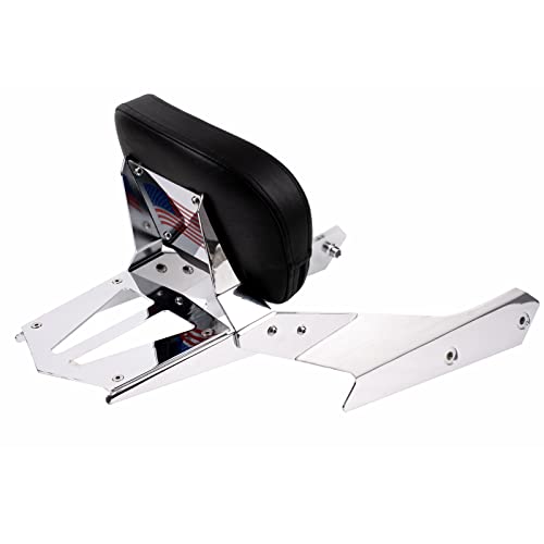 Gamyipp Powersports Sissy Bar With Backrest Flag Pattern Luggage Rack For Honda Vtx 1300C 1800 F C 2005-09 (Silver) #TOP1