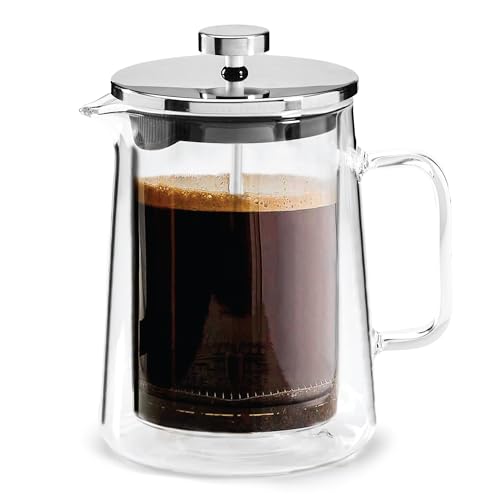 Blackmoor 800ml Glass Cafetiere French Press Coffee Maker, 4-6 Cups, Double Wall Borosilicate Glass with Stainless Steel Precision Filter