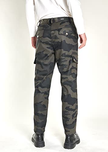 Men`s Multi Pockets Motorcycle Biker Stretchy PU Faux Leather Cargo Pants Workwear Trousers4