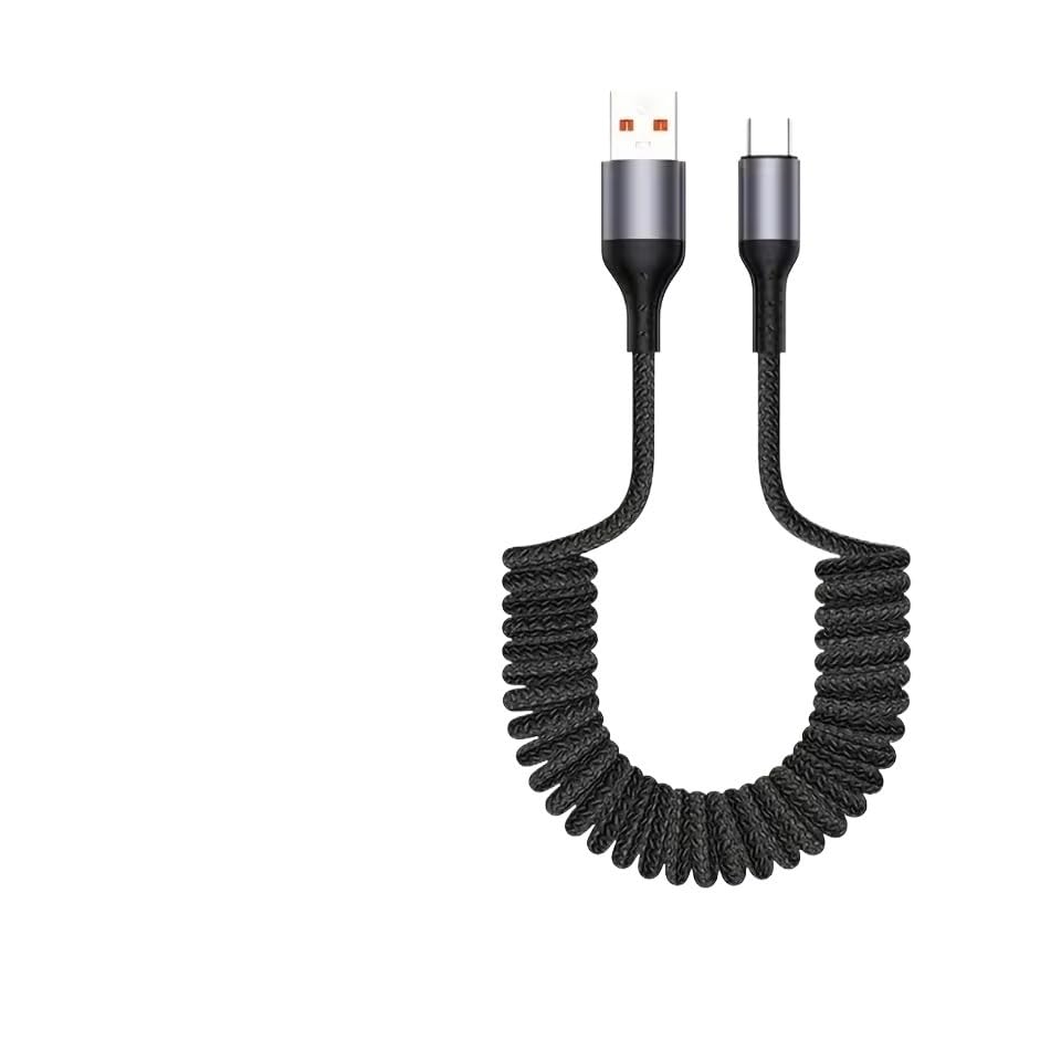 100W and 60W USB A to TPE-c Spring Car Fast Cable for USB C Data Cord TPE-c Wire(Gray-C to C)