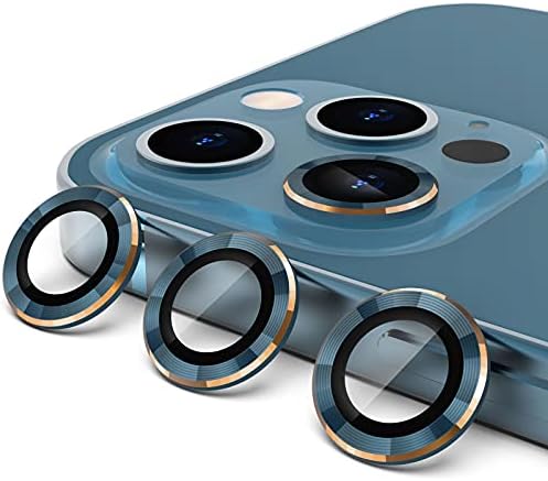 CloudValley Camera Lens Protector for iPhone 12 Pro Max 6.7 inches, Premium HD Tempered Glass Film, Aluminum Alloy Screen Stiker Cover, Pacific Blue