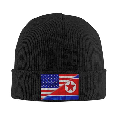 America and North Korea Koreans Triangle Flag Beanie Knit