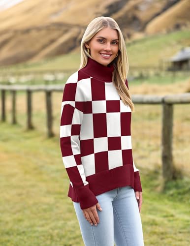 Image of Zeagoo Women's Turtleneck Sweater 2026 Fall Winter Chunky Knitted Pullover High Low Hem Trendy Basic Jumper Top