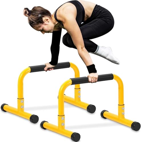 Venbytech for Push up Bar, 14'' High Steel Parallettes & Bar with Full Coverage Foam Handl