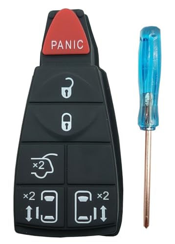 Key Fob Button Pad Replacement Fit for Chrysler Town and Country Dodge Durango Grand Caravan Keyless Entry Remote Control Car Key Fob Cover Case Shell Insert Keypad (6 Buttons a, 1)
