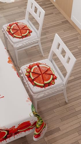 PETTI Artigiani Italiani - Cuscini per Sedia Cucina con Elastico da 2 Pezzi, Copricuscini in Microfibra, Coprisedia con Molla Disegno Angurie, 100% Made in Italy - Immagine 3