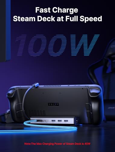 image for JSAUX Docking Station & 65W Charger for Steam Deck, 6-in-1 Steam Deck 