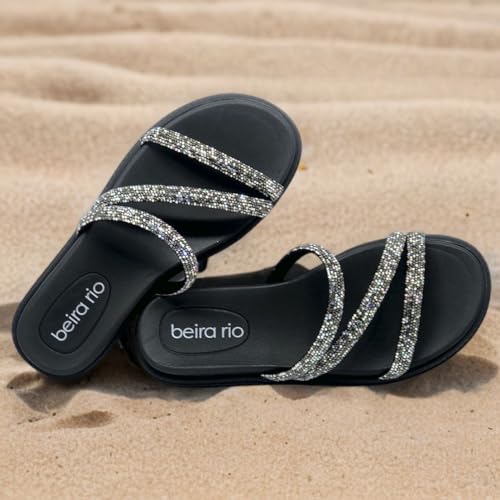 Rasteira Papete Três Tiras Strass Beira Rio 8488.108 (36, Preto - Boreal)