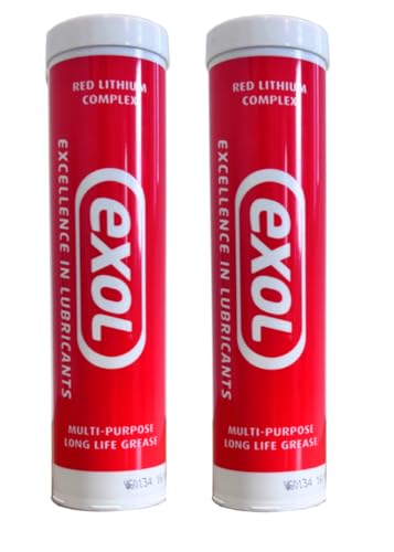 Exol Red Lithium Complex Grease 400g Cartridge - Pack of 2 | High Pressure & High Temperature Lubricant | Heavy-Duty Multipurpose Grease for Automotive, Agricultural, and Industrial Applications