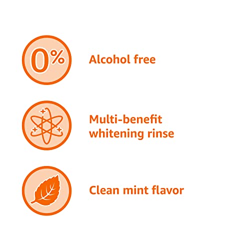 Amazon Basics Teeth Whitening Mouthwash, Alcohol-Free, Clean Mint, Breath Freshener, 32 Fluid Ounces, 1-Pack (Previously Solimo)