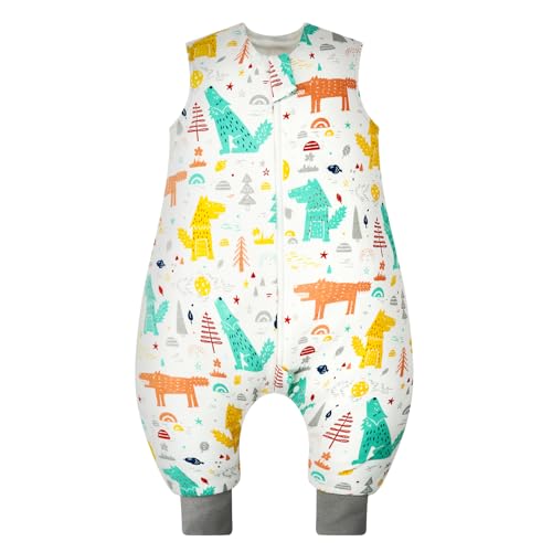WYTbaby Śpiwór dla dzieci 1,0 TOG z nogawkami, 100% bawełniany bez rękawów śpiwór dla niemowląt, koc do noszenia dla chłopców i dziewczynek, 70 cm/6-18 miesięcy