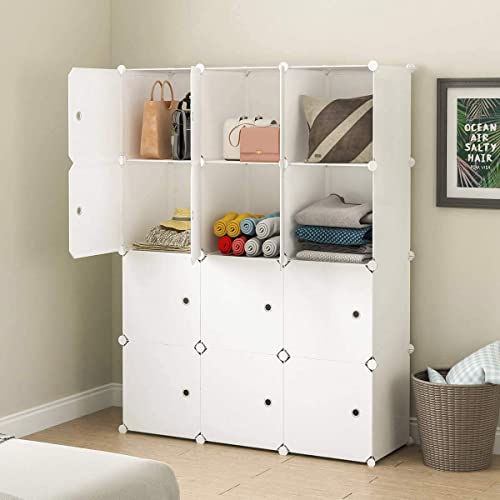 Image of KRISHYAM 12 Box Collapsible Plastic Cupboard for Storage, Plastic Soft Sheet Wardrobe Cabinet for Storage, Almirah for Clothes Storage Cabinet Storage Rack (White Plain