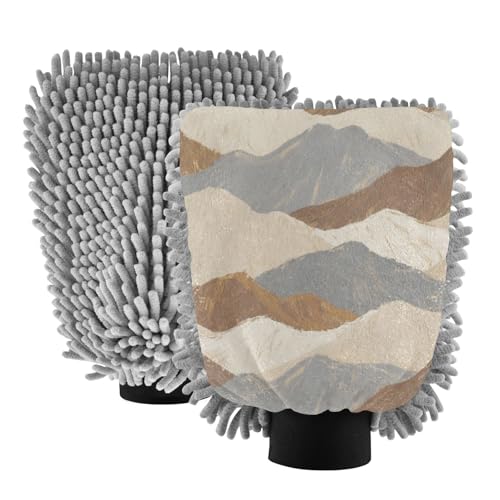 I guanti di lavaggio del guanto guanto da lavaggio del guanto di lavaggio del guanto di lavaggio di Microfiber di Microfiber dei guanti di lavaggio dell'automobile della montagna-marrone grigi