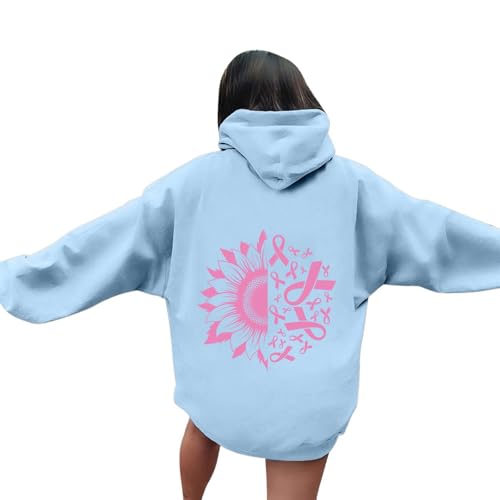 Sweat manches longues imprimé lettres bleu ciel ample automne hiver