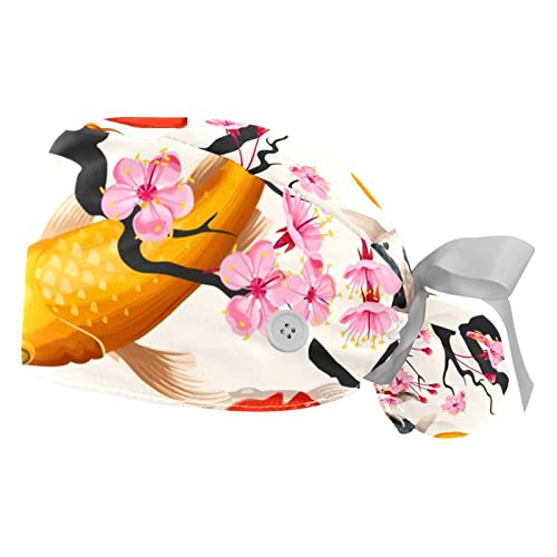 Casquettes de travail ajustables JDEZ motif poisson japonais pour un maintien sur mesure