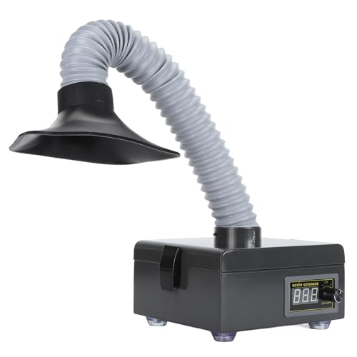 Extractor de humos de soldadura, filtración de 3 etapas, ventilador ajustable, tubo de 22 pulgadas, puerto USB, ahorro de espacio, para soldadura eléctrica de hierro (enchufe de EE. UU.)