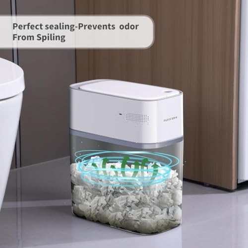 Cubo de basura inteligente MOPUP con sensor de movimiento, plástico estrecho blanco 4