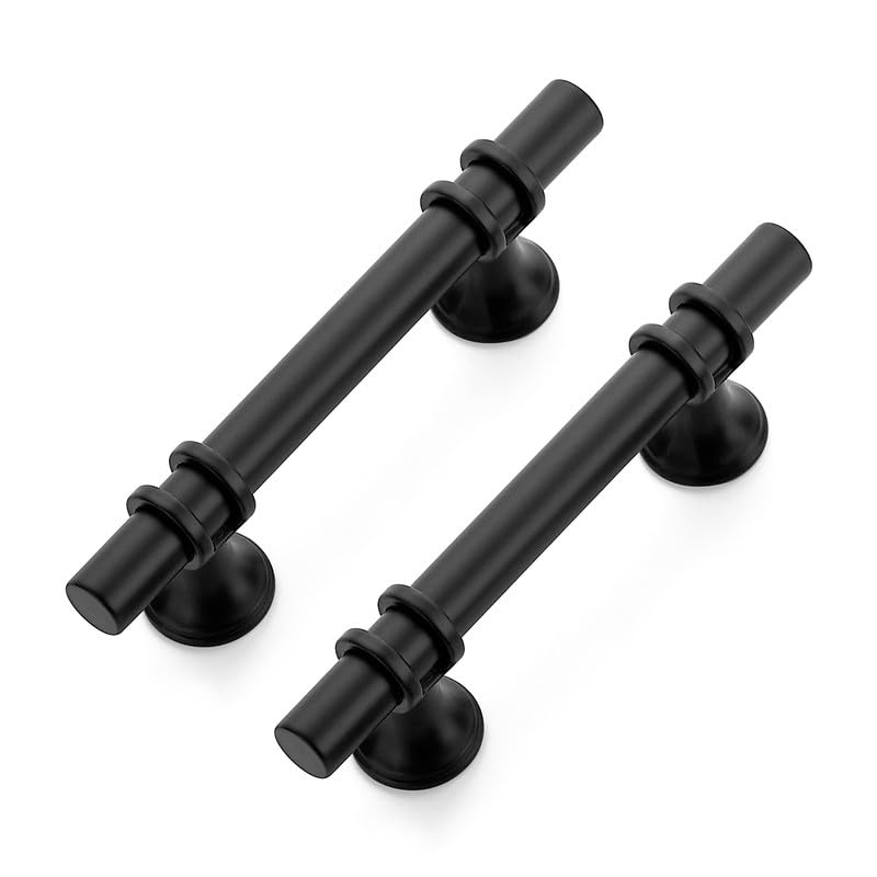 Ravinte Furniture Handles Cabinet Handles for Kitchen Cabinets Door Handles for Kitchen Cabinets Furniture with Round Base Drawer Handles Black 76mm