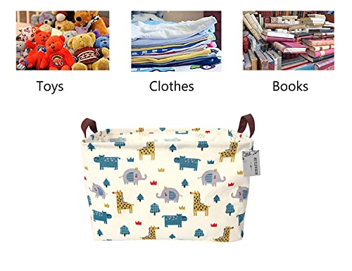 Image of Rectangle Storage Basket Cute Canvas Organizer Bin for Pet /Children Toys, Books, Clothes Perfect for Rooms /Playroom (Animals)